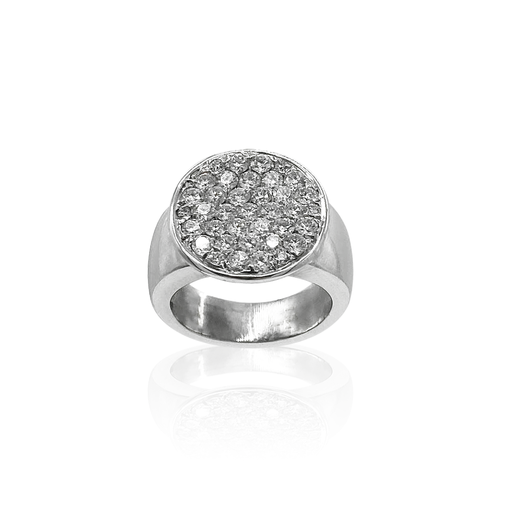 [26559] Pave Diamond Coin Rings In 18ct White Gold