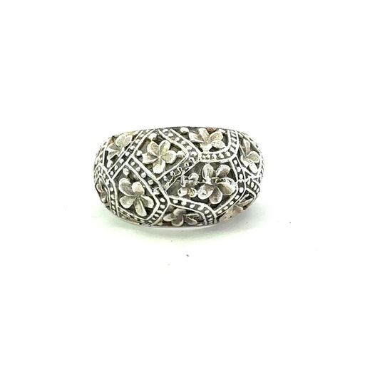 [000354] Intricate Design With Frangipani's Silver Ring
