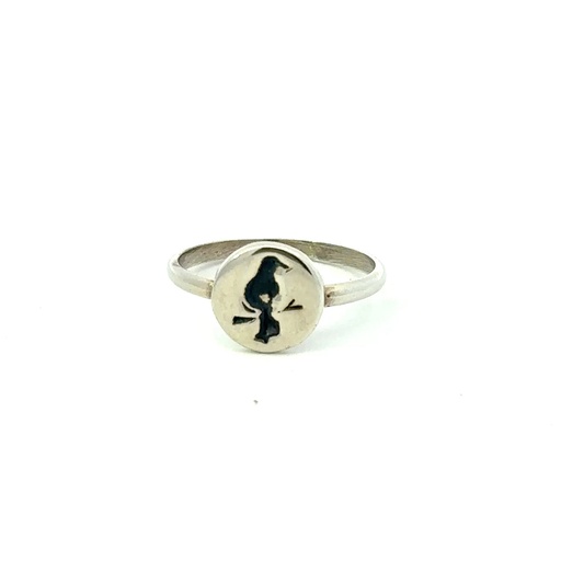 [000366] Intaglio Bird With In A Disc On A Silver Ring