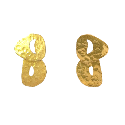 [000393/27957] Hammered Matte Finish Gold Plated Stud Earrings