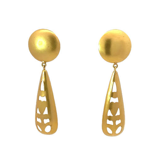 [000395/27722] Gold Plated Brass Disc Stud & Cut-Out Drop