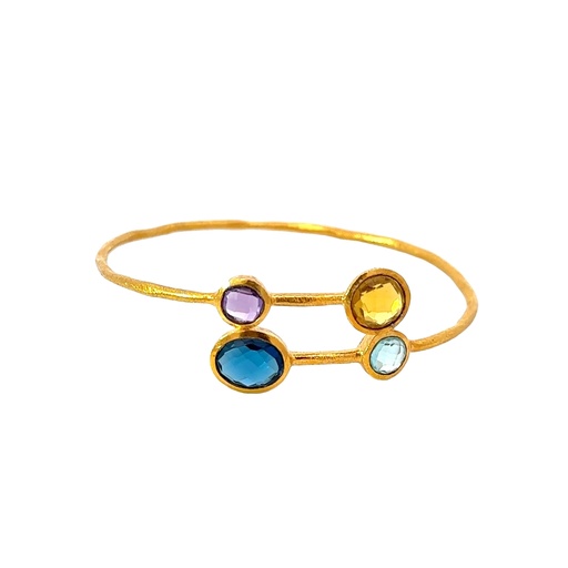 [000408/28994] Gold Plated Cuff Set With Colourful Stones