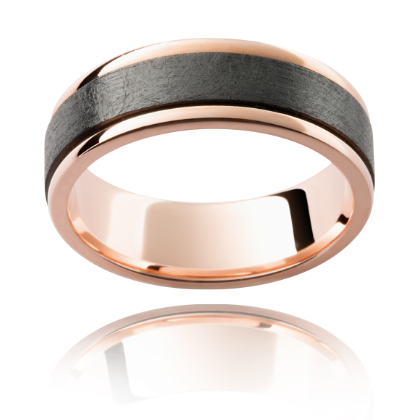 [000473] Obsidian Majesty Rose Gold & Zirconium Band