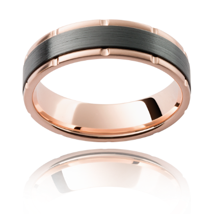 [000474] Rose Gold Inlay Chronicles Zirconium Band