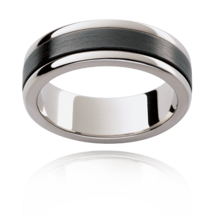 [000475] Noir Glide Zirconium & White Gold Band
