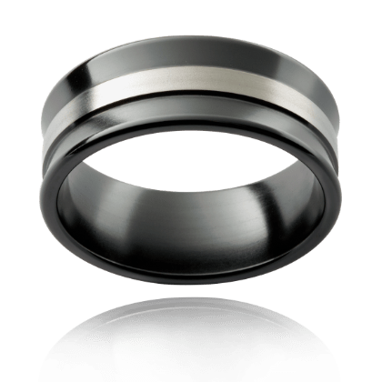 Blaze Line Zirconium Natural & Blackened Band