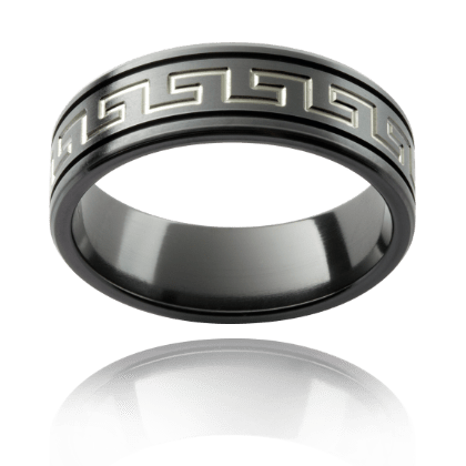 Night Guardian Natural & Blackened Zirconium Band