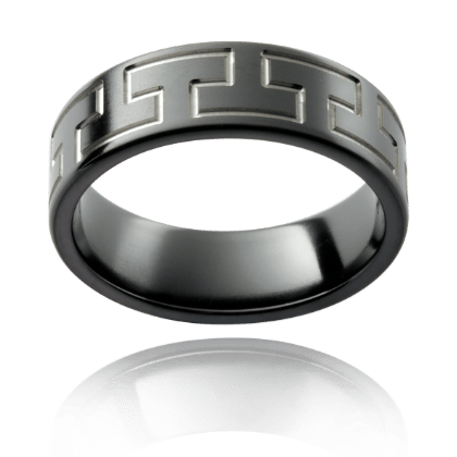 Maze Runner Zirconium Natural & Blackened Band