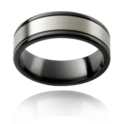 Sovereign Sculpt Zirconium Natural & Blackened Band