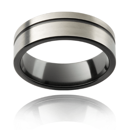 Steel Sculpt Raw Natural & Blackened Zirconium Band