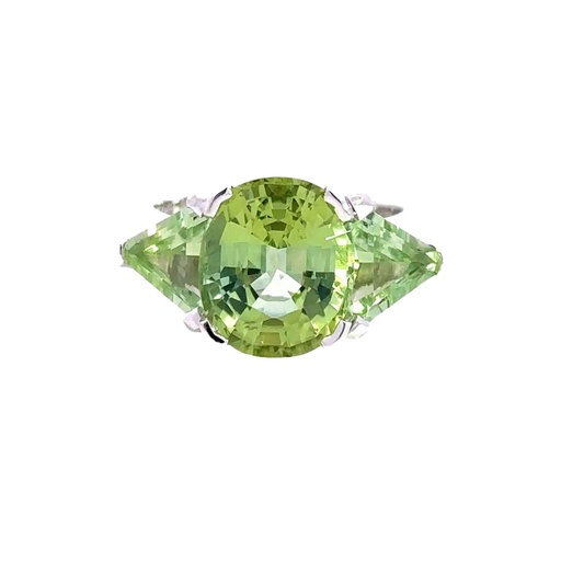[000532] Green Tourmaline 18K White Gold Ring