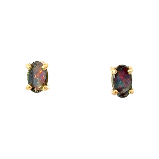 [000560] Queensland Boulder Opal Stud 18K Earrings