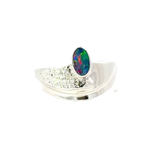 [000568/29576] Multi Coloured Aussie Opal Ring In Silver