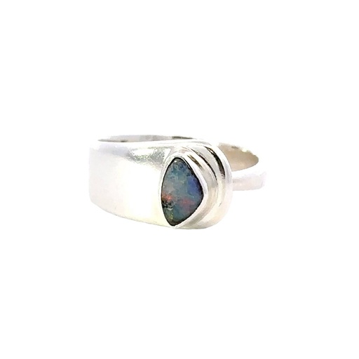 [001576] Solid Aussie Opal Ring In Sterling Silver