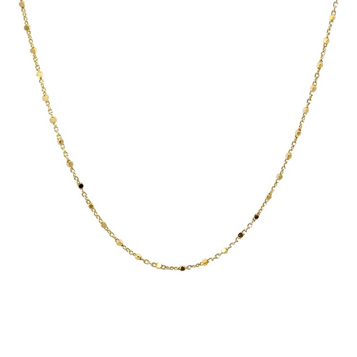 [000593] Lustrous Sophistication: Elegant 18K Delicate Shiny Beaded Chain