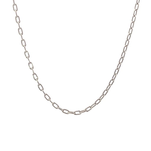 [000600] Elongated Trace 42cm Necklace in 9K White Gold