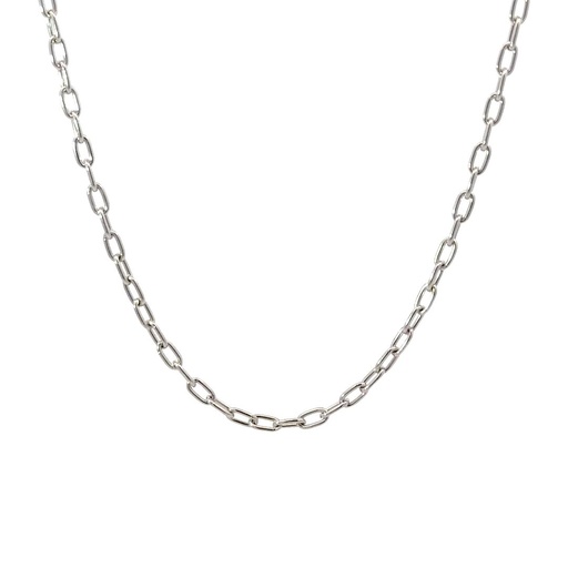 [000601] Elegant White Gold Cable Link Chain Timeless Elegance for Everyday Wear