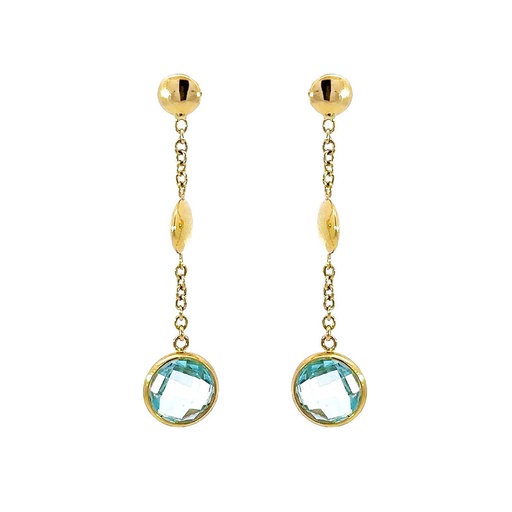 [000605] Topaz Drop Earrings | Sky Blue Gold 9k