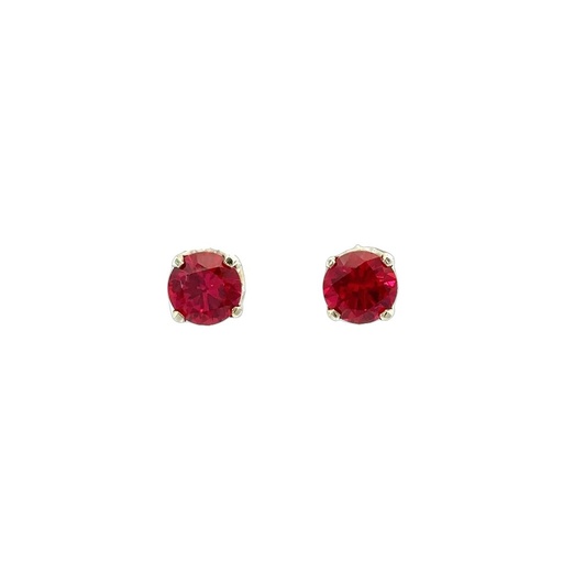 [000642] Red Sapphire Handmade Silver Earrings