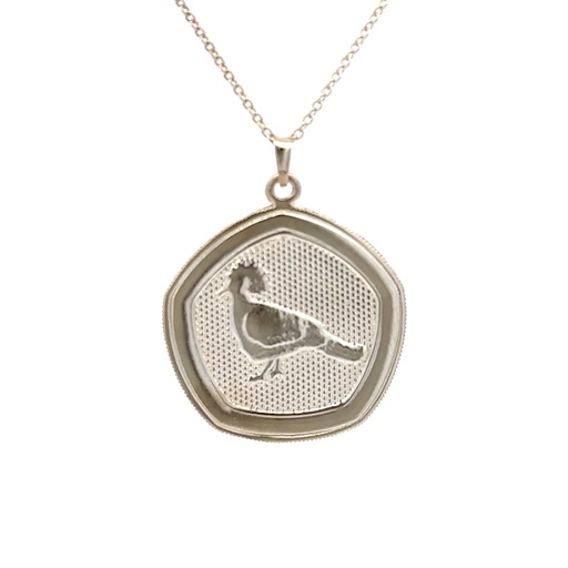 [24720] Pigeon Pendant | Crowned Victoria Pigeon In Silver