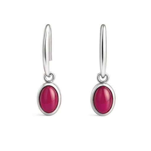 [000653] Ruby Sterling Silver Earrings