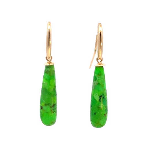 [000655] Green Turquoise 9k YG Earrings