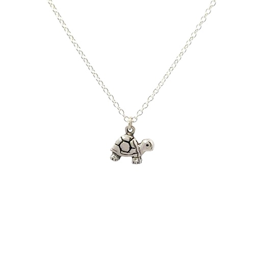 [000671] Petals Silver Necklace  "Sometimes You Will" Turtle