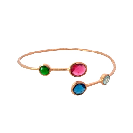 [000699] Colourful Gems set In Rose Gold Plated Brass Cuff