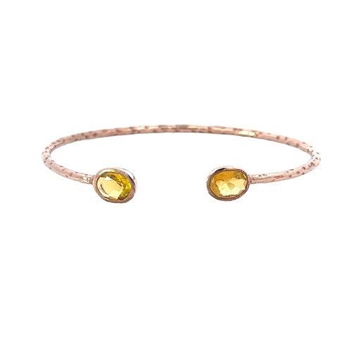 [000714] Citrine Set In Rose Gold Plated Brass Cuff