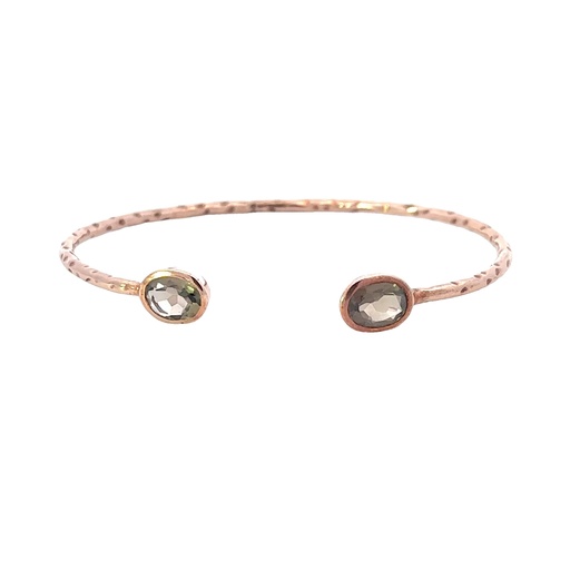 [000716] Smoky Quartz Set In Rose Gold Plated Brass Cuff