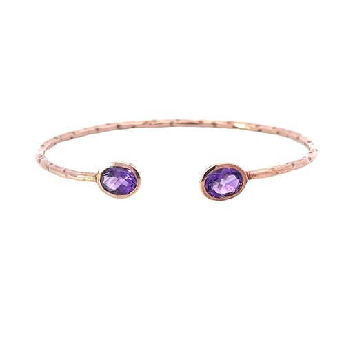 [000717] Amethyst Set In Rose Gold Plated Brass Cuff