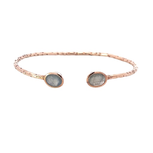 [000718] Labradorite Set In Rose Gold Plated Brass Cuff