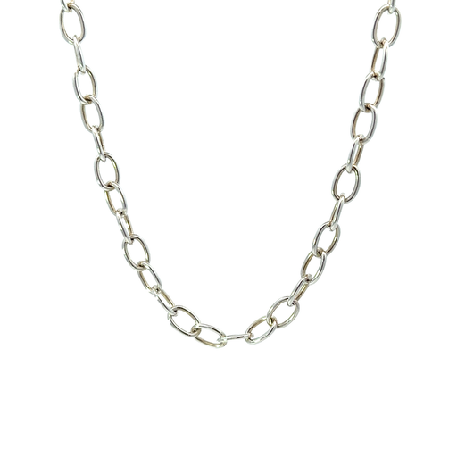 [000732] Oval Belchor Chain In Sterling Silver 55cm