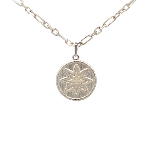 [000740] Starburst Disc Buka Pendant In Sterling Silver