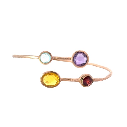 [000781] Colourful Gems set In Rose Gold Plated Brass Cuff