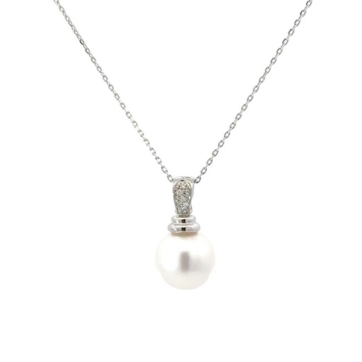 [25578SPG18WPSSP] Pearl & Diamond Enhancer Pendant In 18K White Gold