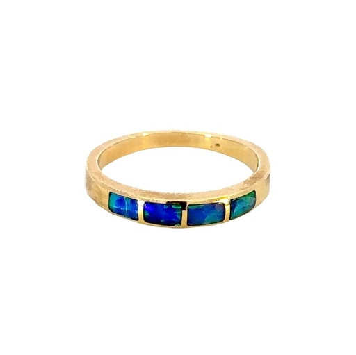 [000879] Elegant 14K Ring Adorned With Exquisite Blue & Green Opals