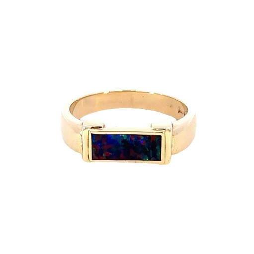 [000880] Narrow Doublet Opal Ring in 14ct