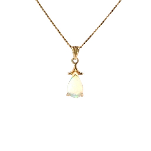 [000896] Timeless Elegance With Crystal Opal 14K Pendant