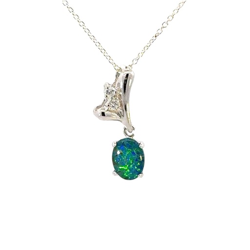 [000900] Elegant Emerald Green Opal With Sparkling Cubic Accent