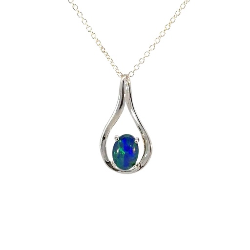 [000902] Enchanting Teardrop Blue Opal Pendant, A Touch of Elegance