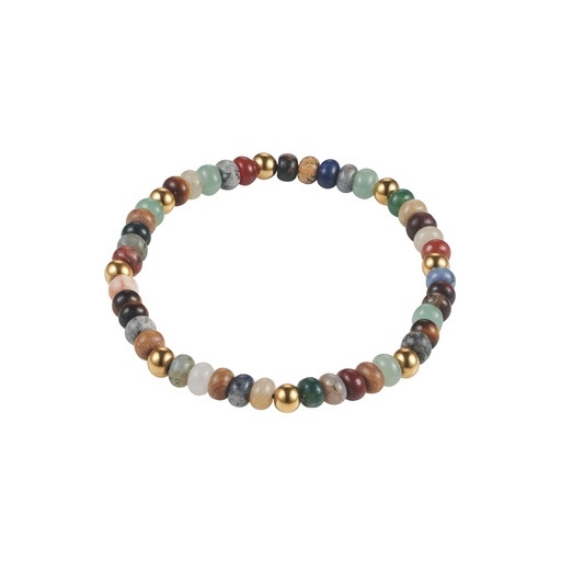 [000909] Mixed Stone & Gold Plated Beaded Bracelet