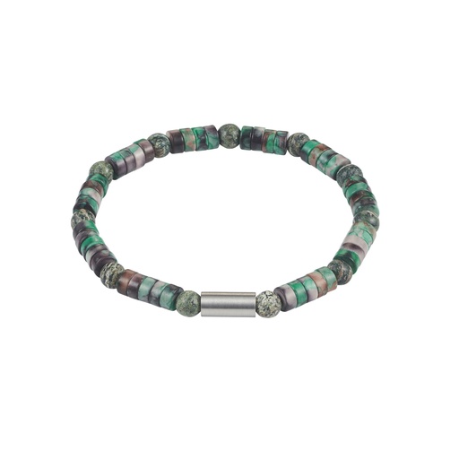 [000910] Green Jasper & Dyed Jade Beaded Bracelet