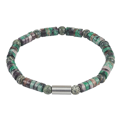 [000910] Green Jasper & Dyed Jade Beaded Bracelet