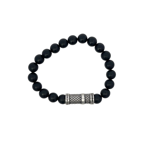 [000920] Agate Stone Bead Bracelet & Stainless Steel Decorative Bead