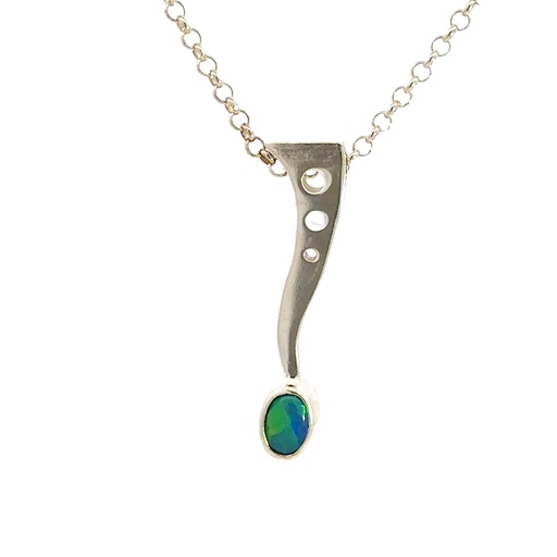 [000942] Vibrant Blue & Green Opal Pendant In Sterling Silver