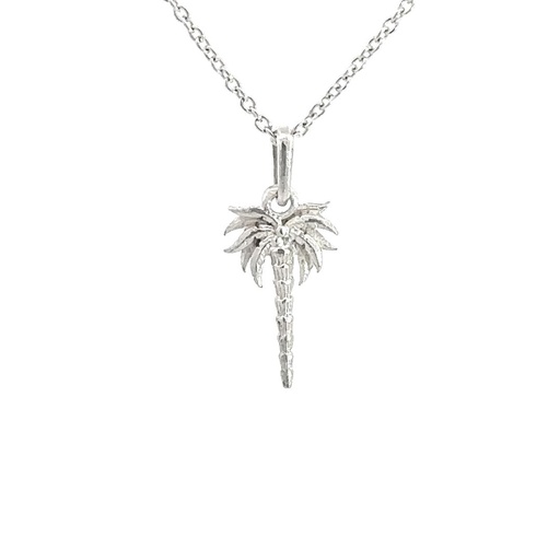 [000959] Swaying Fronds Palm Tree Pendant In Silver