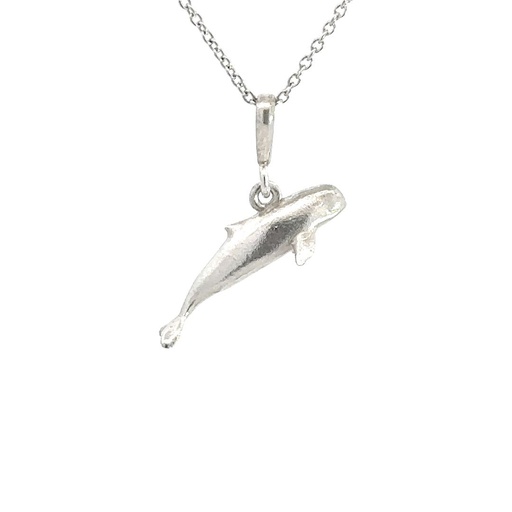 [000960] Elegant Sterling Silver Whale Pendant