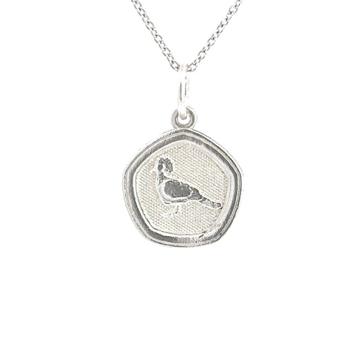 [000965] Guria Crowned Victoria Pigeon Pendant In Silver
