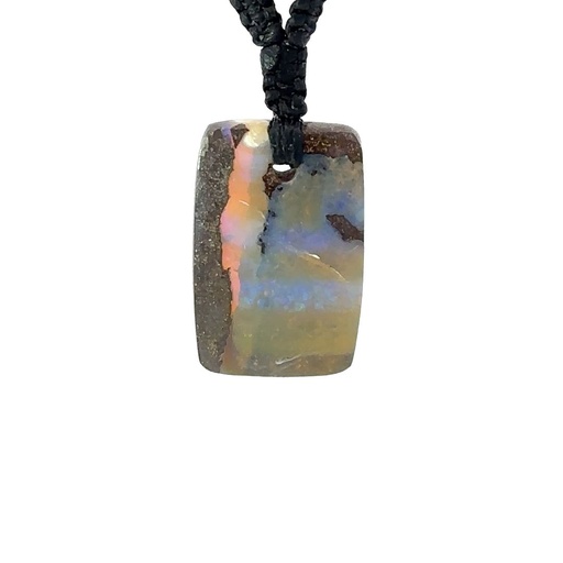 [001052] Boulder Opal Pendant on Black Macramé Cord